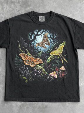 90s Moths Woodland Habitat Graphic Tee | Cottagecore Entomology Shirt